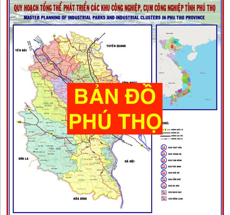 Bản đồ hành chính tỉnh Phú Thọ khổ lớn năm 2024
