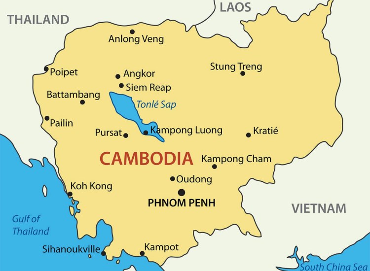 Bản đồ Campuchia (Cam-pu-chia) khổ lớn phóng to năm 2023