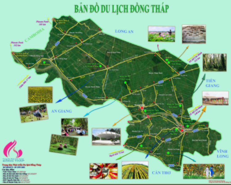 Bản đồ hành chính tỉnh Đồng Tháp khổ lớn năm 2023