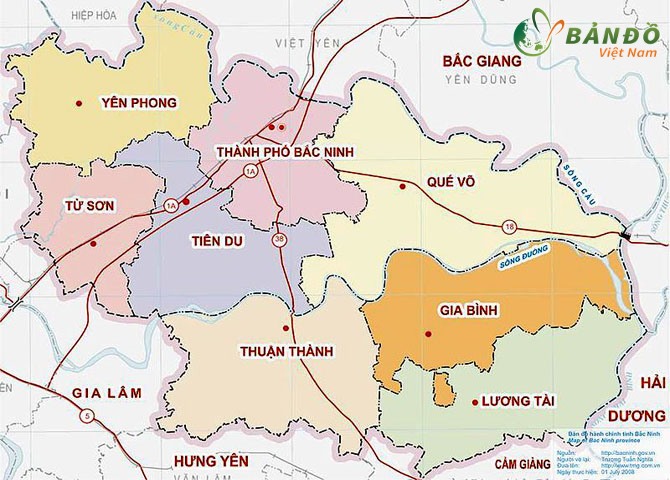 Bản đồ hành chính tỉnh Bắc Ninh hiện nay có những thay đổi gì trong năm nay không?