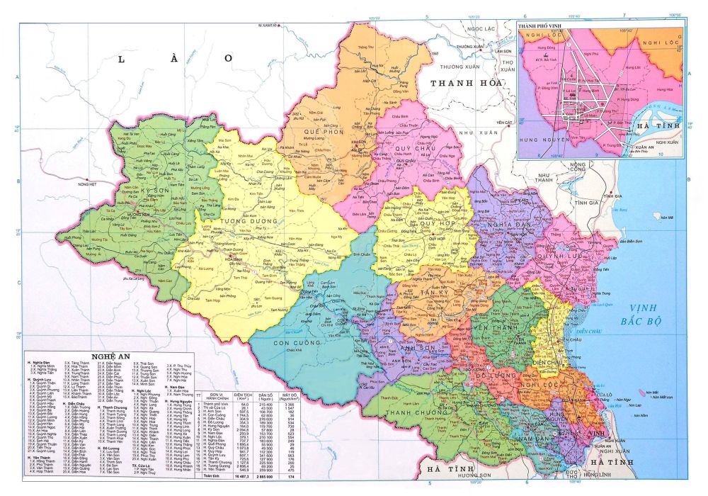 Bản đồ Hành chính tỉnh Nghệ An 2024 giúp bạn hiểu rõ hơn về cấu trúc và tổ chức hành chính của tỉnh. Bạn sẽ dễ dàng hơn trong việc làm các thủ tục hành chính và tương tác với các cơ quan, đơn vị trên địa bàn tỉnh.