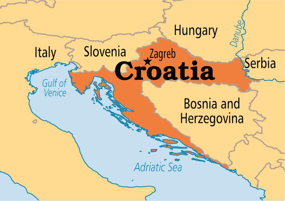 Croatia trên bản đồ thế giới