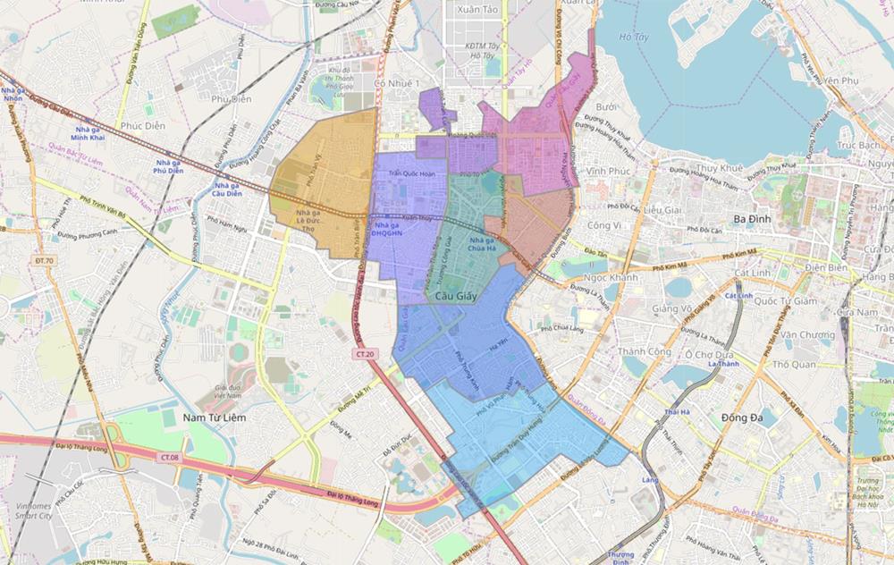 Bản đồ Hành chính Quận Cầu Giấy khổ lớn năm 2023