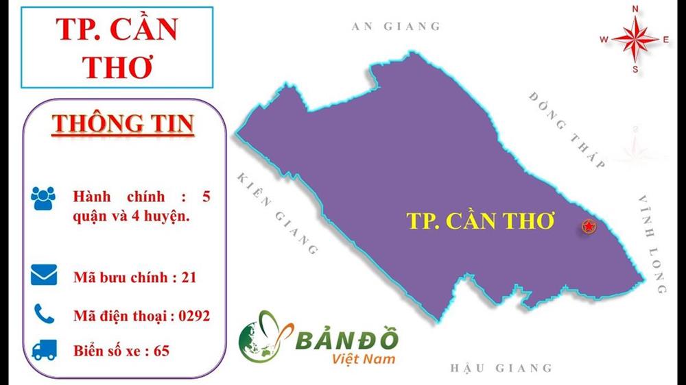 Bản đồ hành chính Thành Phố Cần Thơ khổ lớn năm 2023