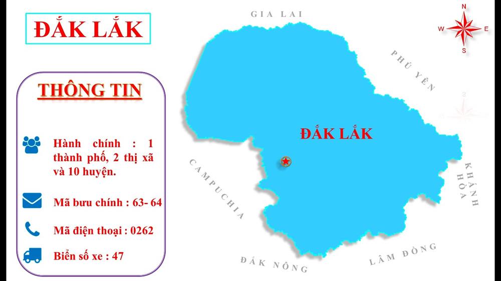 Bản đồ Hành chính Tỉnh Đắk Lắk (Daklak) năm 2023