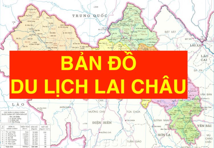 Bản đồ hành chính tỉnh Lai Châu khổ lớn năm 2023