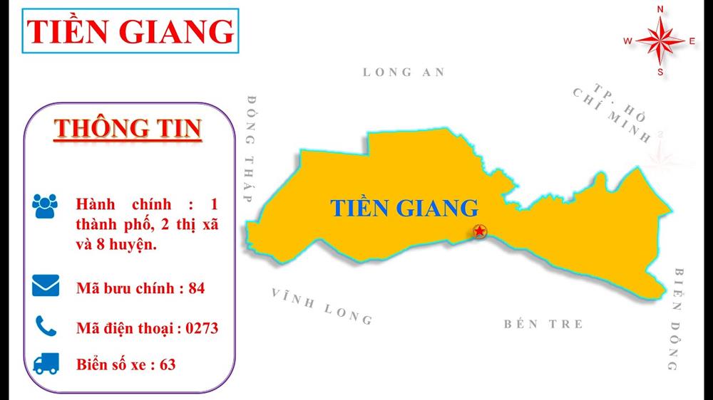 Bản đồ hành chính tỉnh Tiền Giang khổ lớn năm 2023