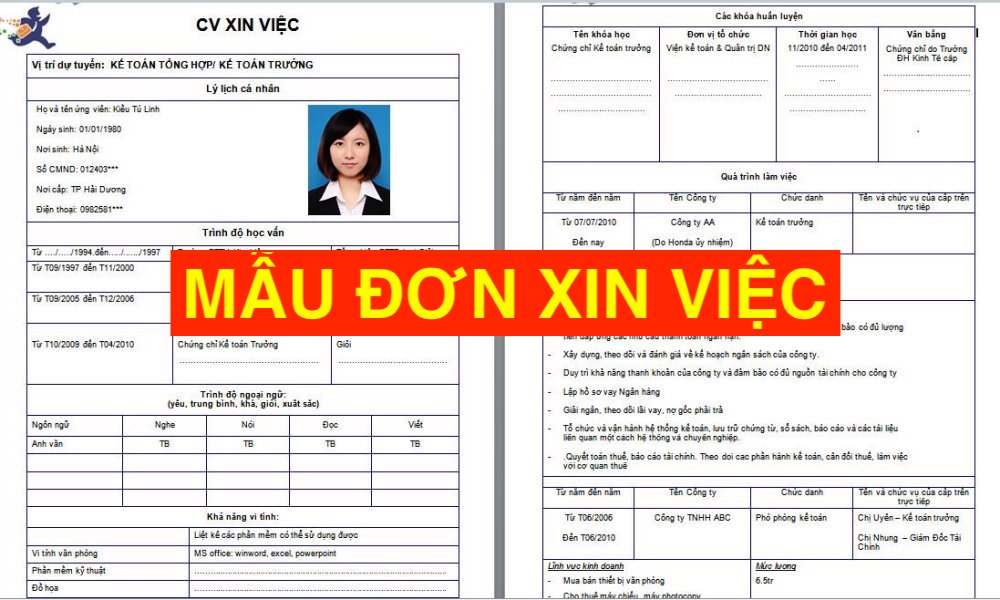 Tải 19 Mẫu đơn xin việc 