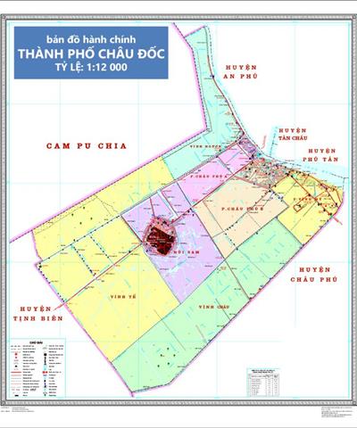 Bản đồ hành chính Thành Phố Châu Đốc Khổ lớn, Phóng to (2024)