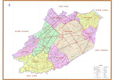 Bản đồ hành chính tỉnh Hậu Giang khổ lớn, phóng to 2024