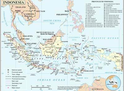 Bản đồ đất nước Indonesia (In-đô-nê-xi-a) Khổ lớn, Phóng to (2024)