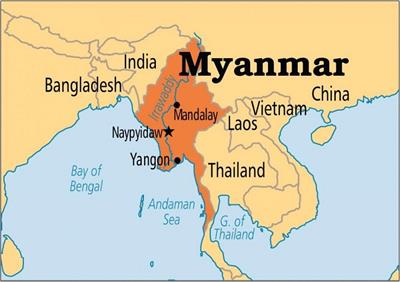 Bản đồ đất nước Myanmar khổ lớn, Phóng to 2024