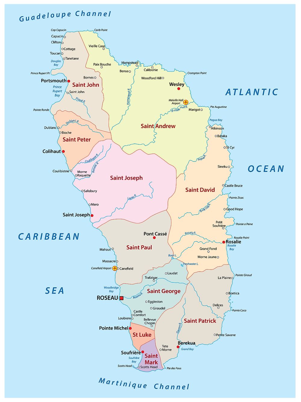 Bản đồ đất Nước Dominica Dominica Map Khổ Lớn Phóng To 2024