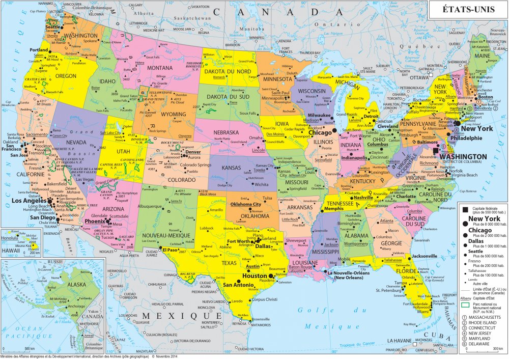 Bạn sẽ tìm thấy trên bản đồ thông tin về 50 tiểu bang, 5 lãnh thổ và thành phố Washington DC với những thông tin chi tiết về vị trí địa lý, dân số, kinh tế, văn hóa và lịch sử của từng bang và lãnh thổ.