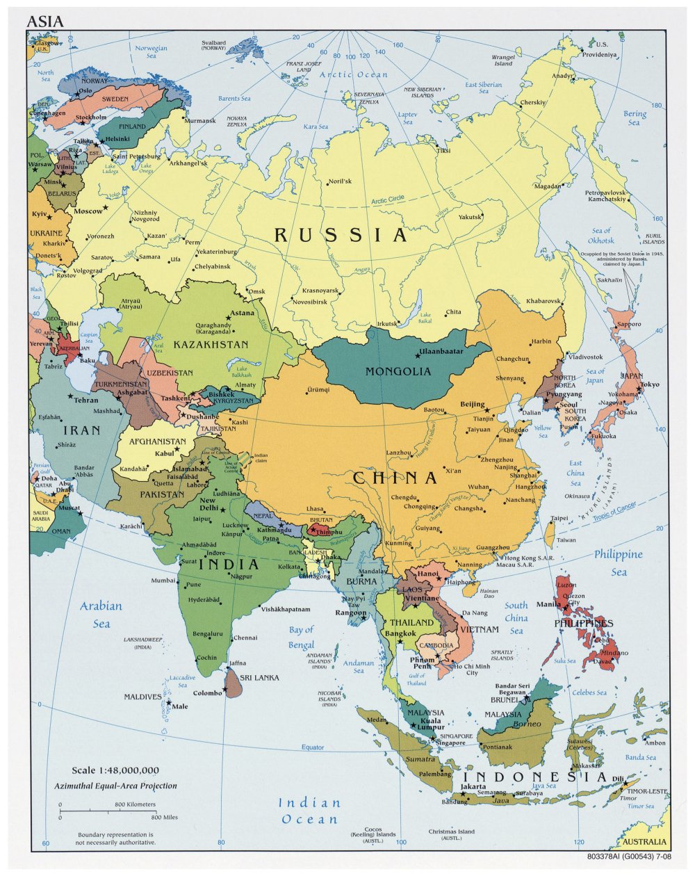 Bản đồ bản đồ châu á phóng to chi tiết và rõ nét