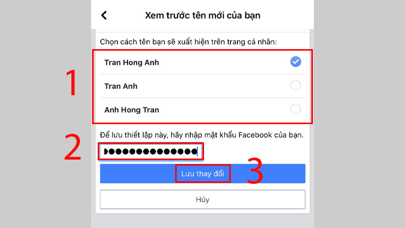 Xác nhận thông tin tên đã thay đổi