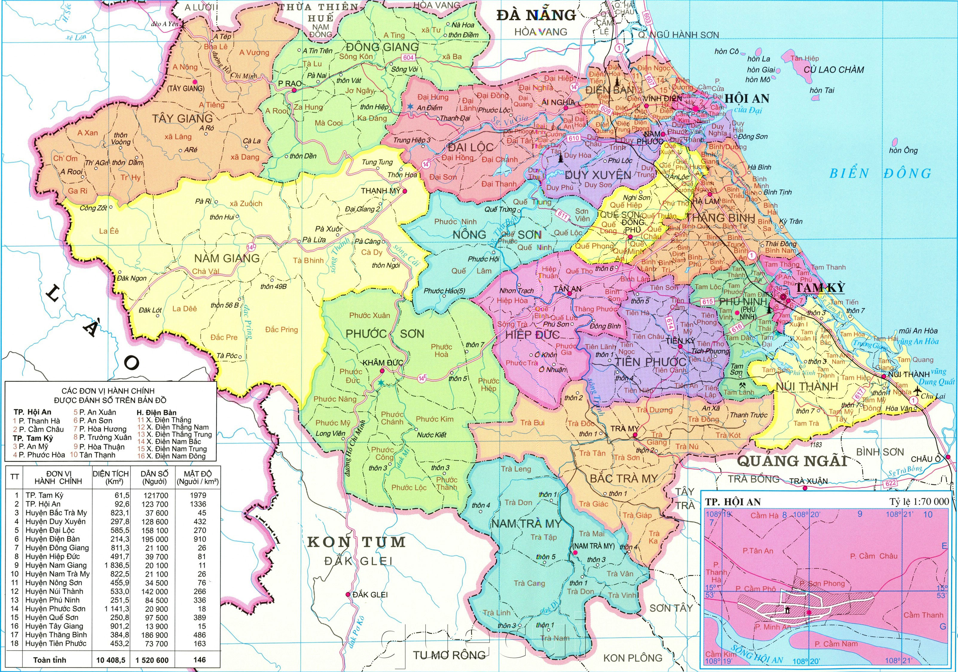 Bản đồ hành chính tỉnh Quảng Nam 2024: \
