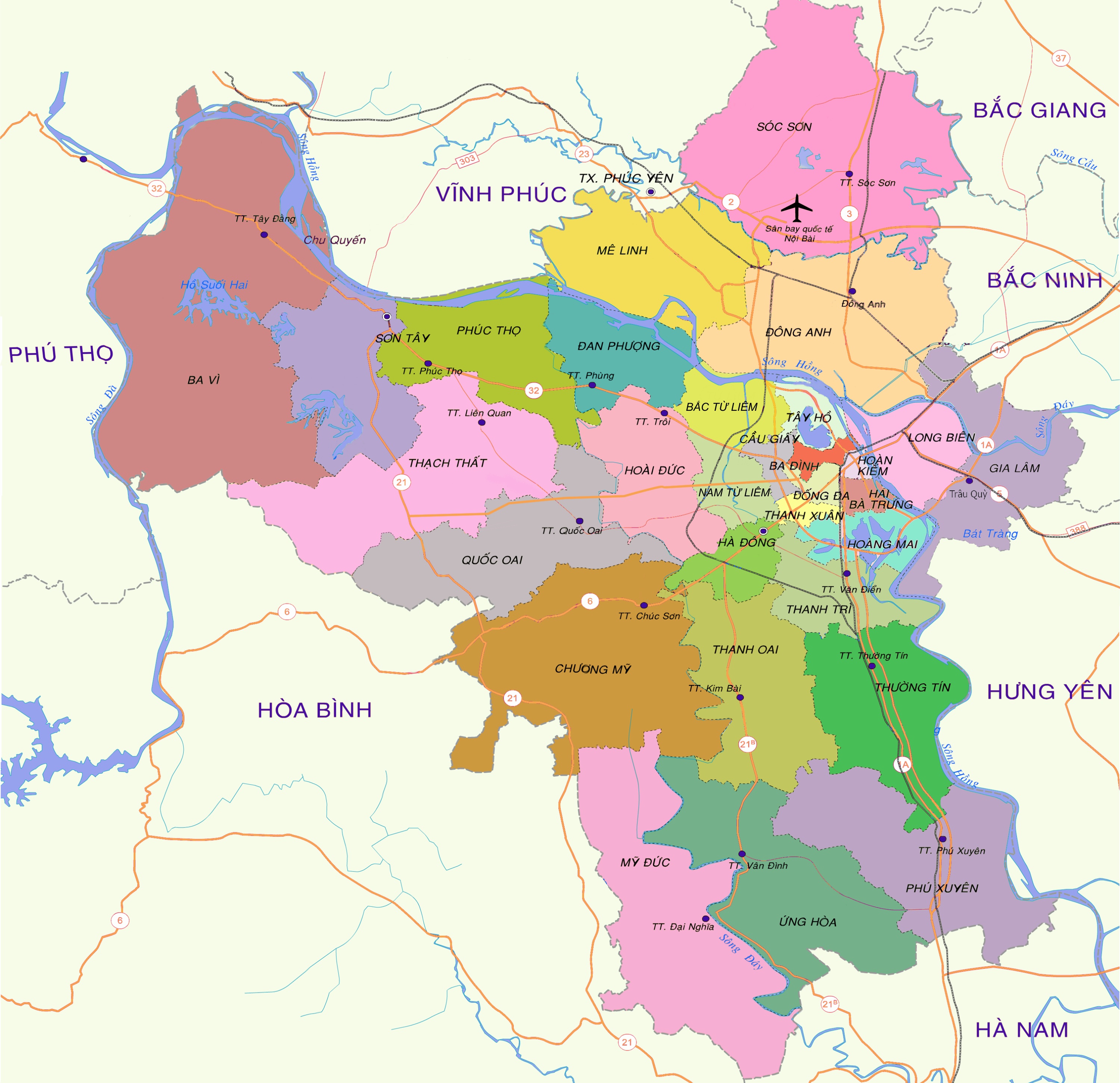 Bản đồ hành chính các quận TP.Hà Nội năm 2024 sẽ giúp bạn tìm hiểu về các khu vực quan trọng của thành phố này, từ khu vực điểm đến du lịch nổi tiếng như Thành phố Hồ Gươm đến các khu công nghiệp và khu nghiên cứu của thành phố.