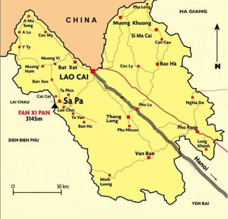 Hành trình bản đồ sapa lào cai du lịch xuyên Việt