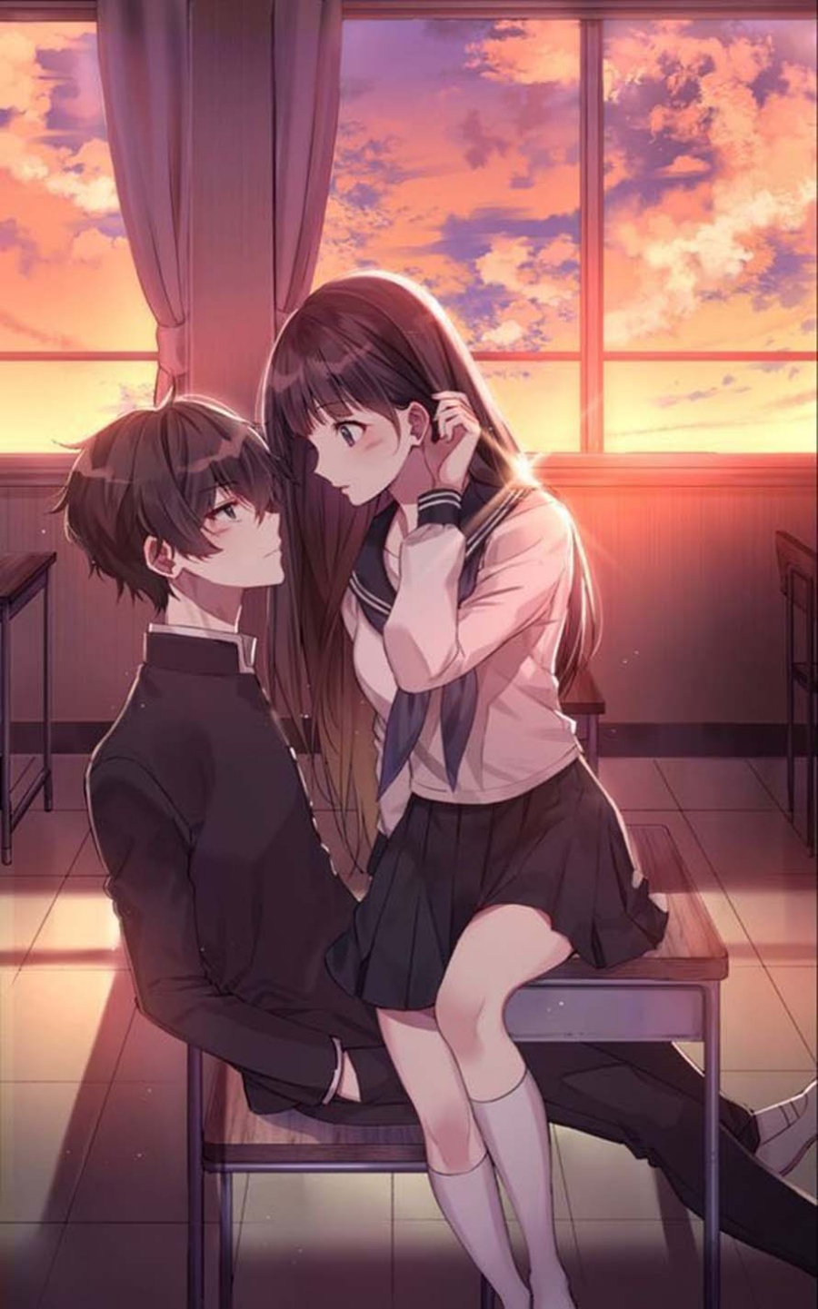 Hãy cùng chiêm ngưỡng bức ảnh anime đầy tình yêu của một cặp đôi đáng yêu nhất. Họ đang yêu nhau ngọt ngào đến nỗi không thể rời mắt được!