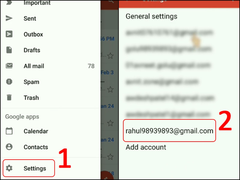 Chọn tài khoản Gmail cần thay đổi mật khẩu