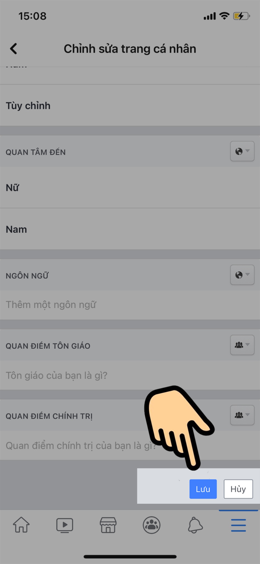 Nhấn Lưu để hoàn tất