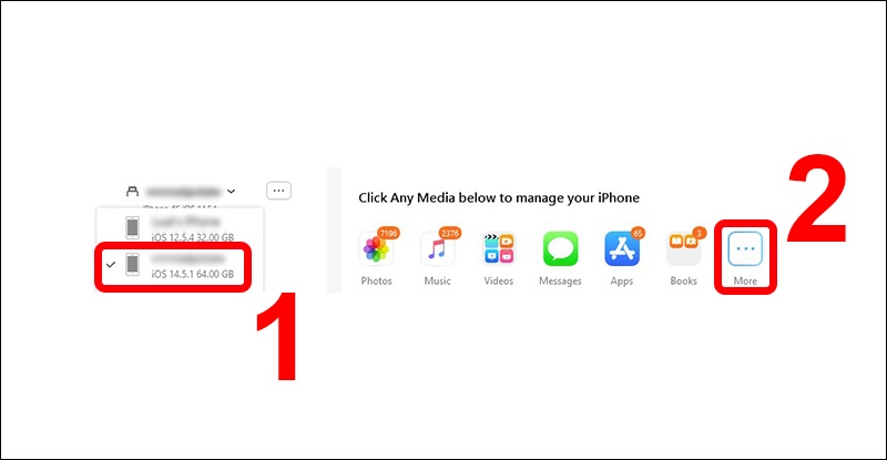Chọn iPhone cũ rồi bấm More