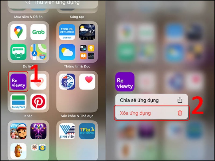 Xóa ứng dụng trong thư viện ứng dụng