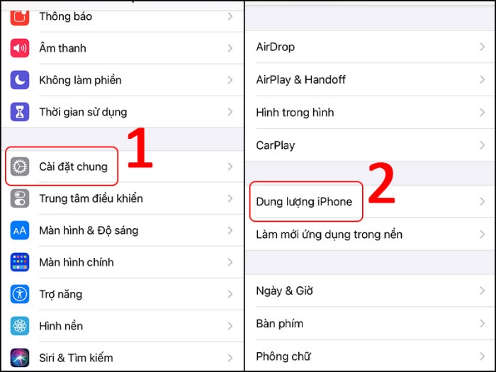 Truy cập dung lượng iPhone
