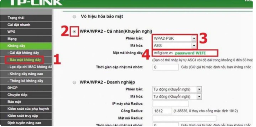 Đổi mật khẩu wifi