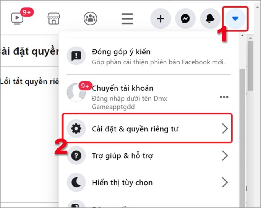 Vào Cài đặt và quyền riêng tư