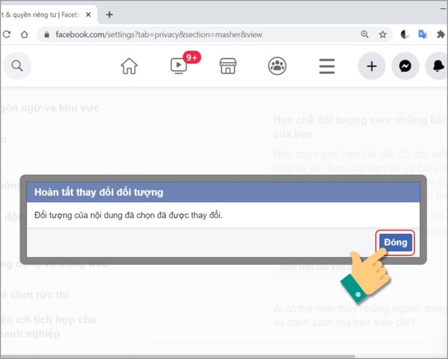 Đóng của sổ để hoàn tất thiết lập.