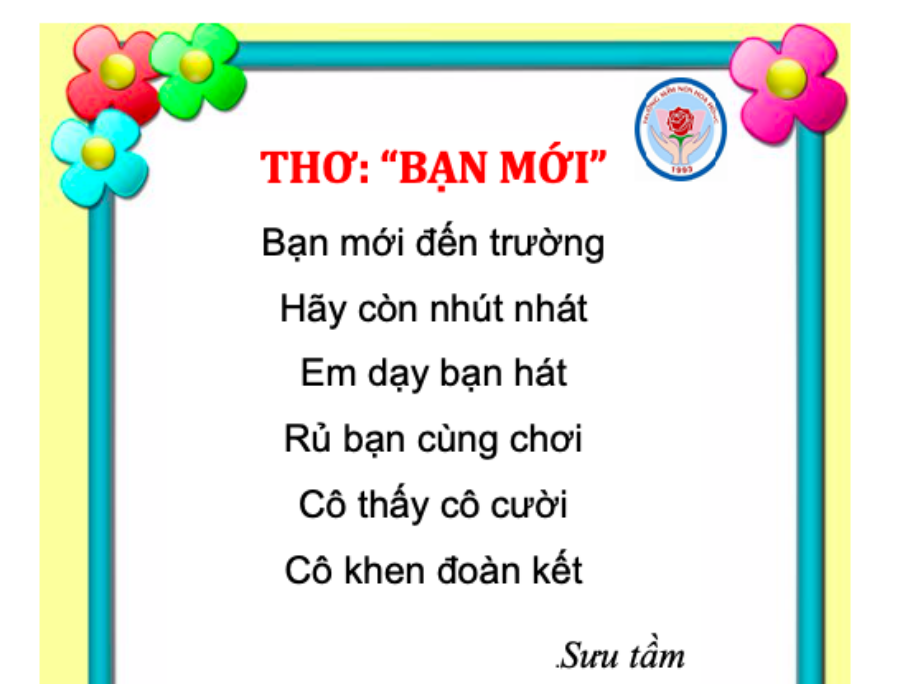 Bài thơ hay, mới đến trường