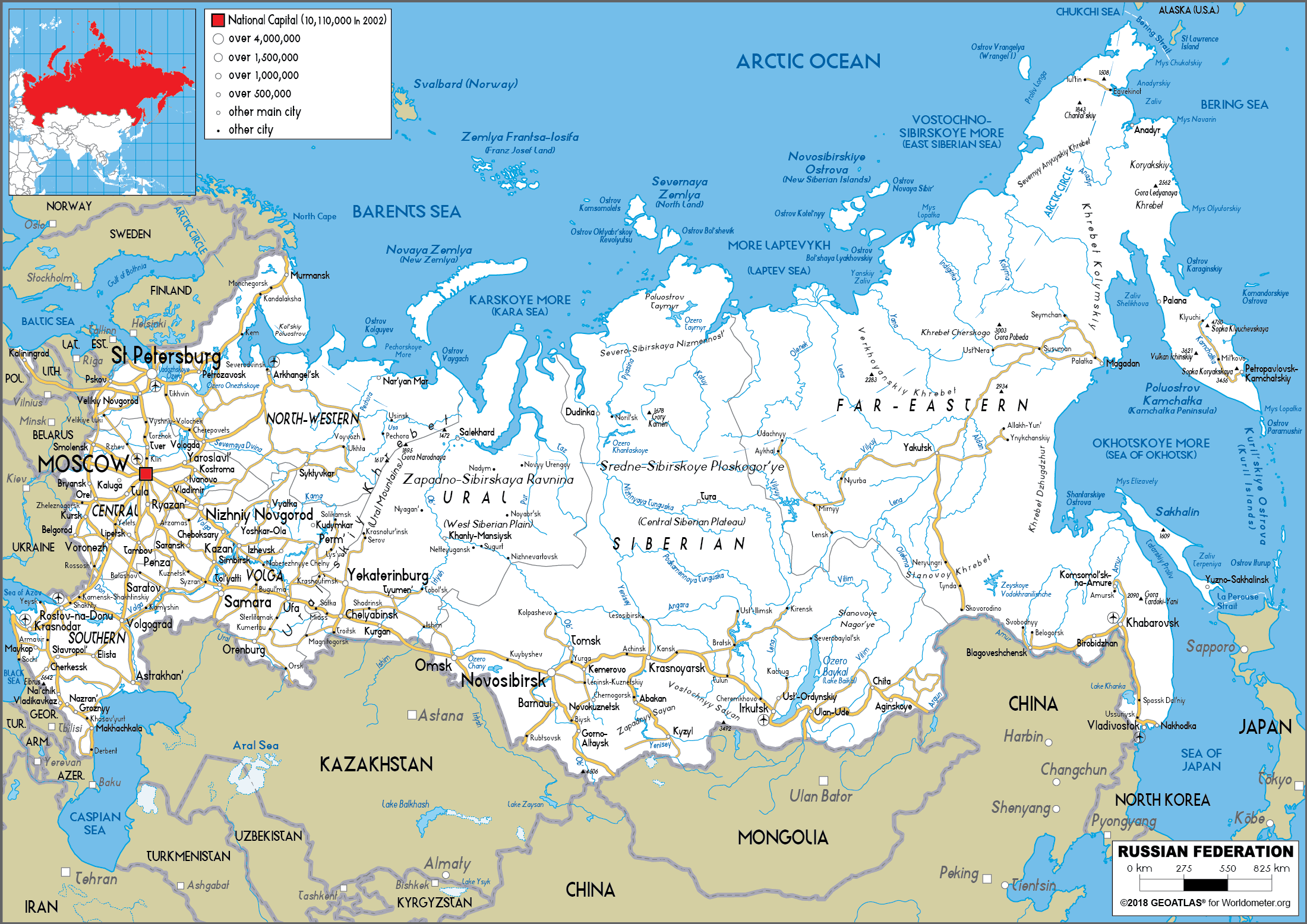 Bản đồ đất nước Nga cho phép bạn khám phá tất cả các địa hình, dân cư và tài nguyên của đất nước này. Với một lãnh thổ rộng lớn cùng nền văn hóa đa dạng, Nga rất đáng để khám phá và tìm hiểu. Hãy sử dụng bản đồ đất nước Nga để có thêm nhiều thông tin về quê hương đất nước này.