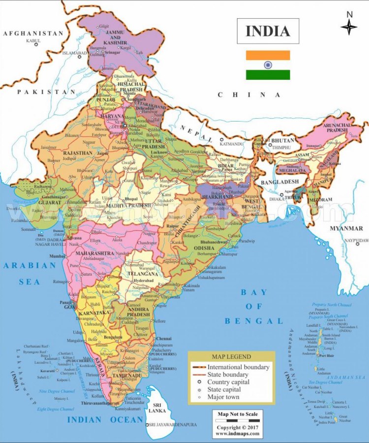 Bản đồ Hành Chính đất Nước Ấn Độ India Map Khổ Lớn Phóng To 2024